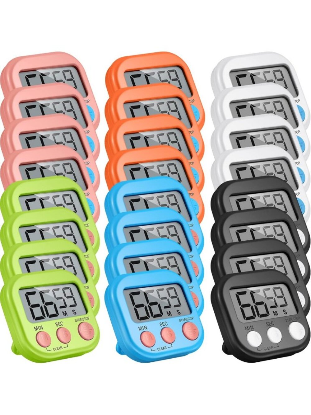 24 Pcs Digital Kitchen Timer Set for Cooking, Baking & Meal Prep - Bulk Pack